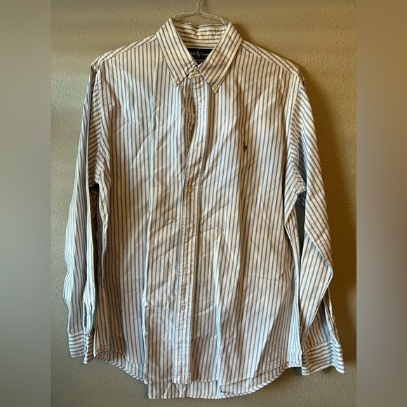 Ralph Lauren Other - Ralph Lauren button down, white and blue striped, large, custom fit